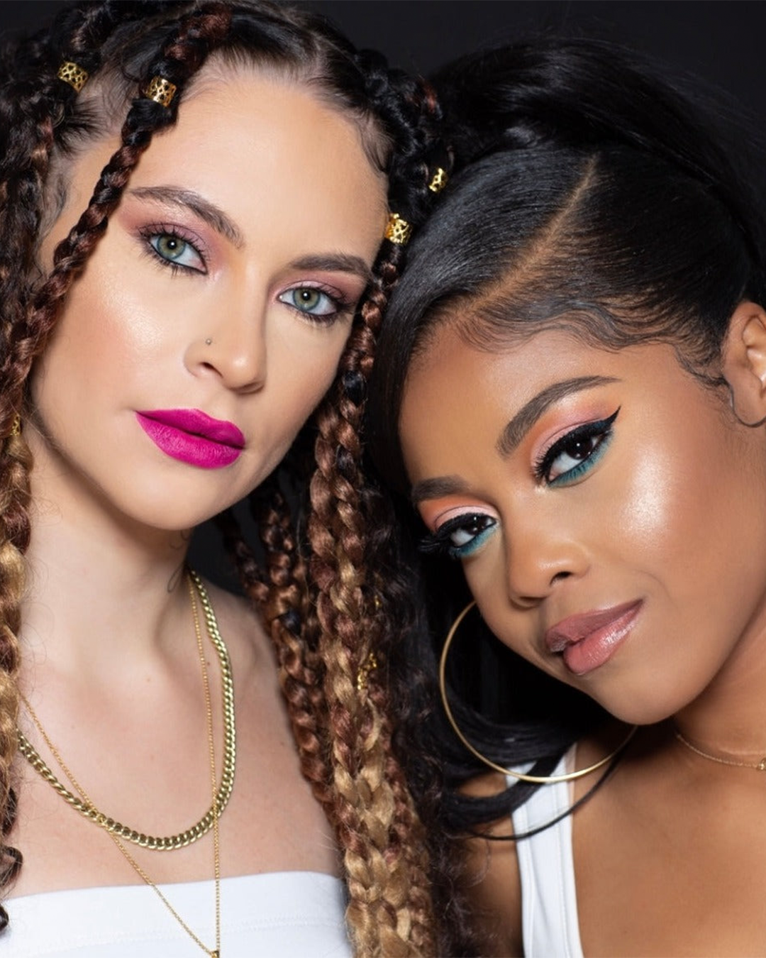 A closeup of Destiny Jones and a model wearing The All I Need Collection.