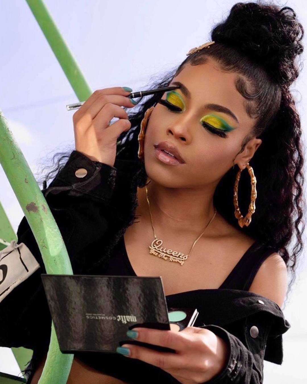 Destiny Jones wearing creative makeup using the Graffiti Collection.